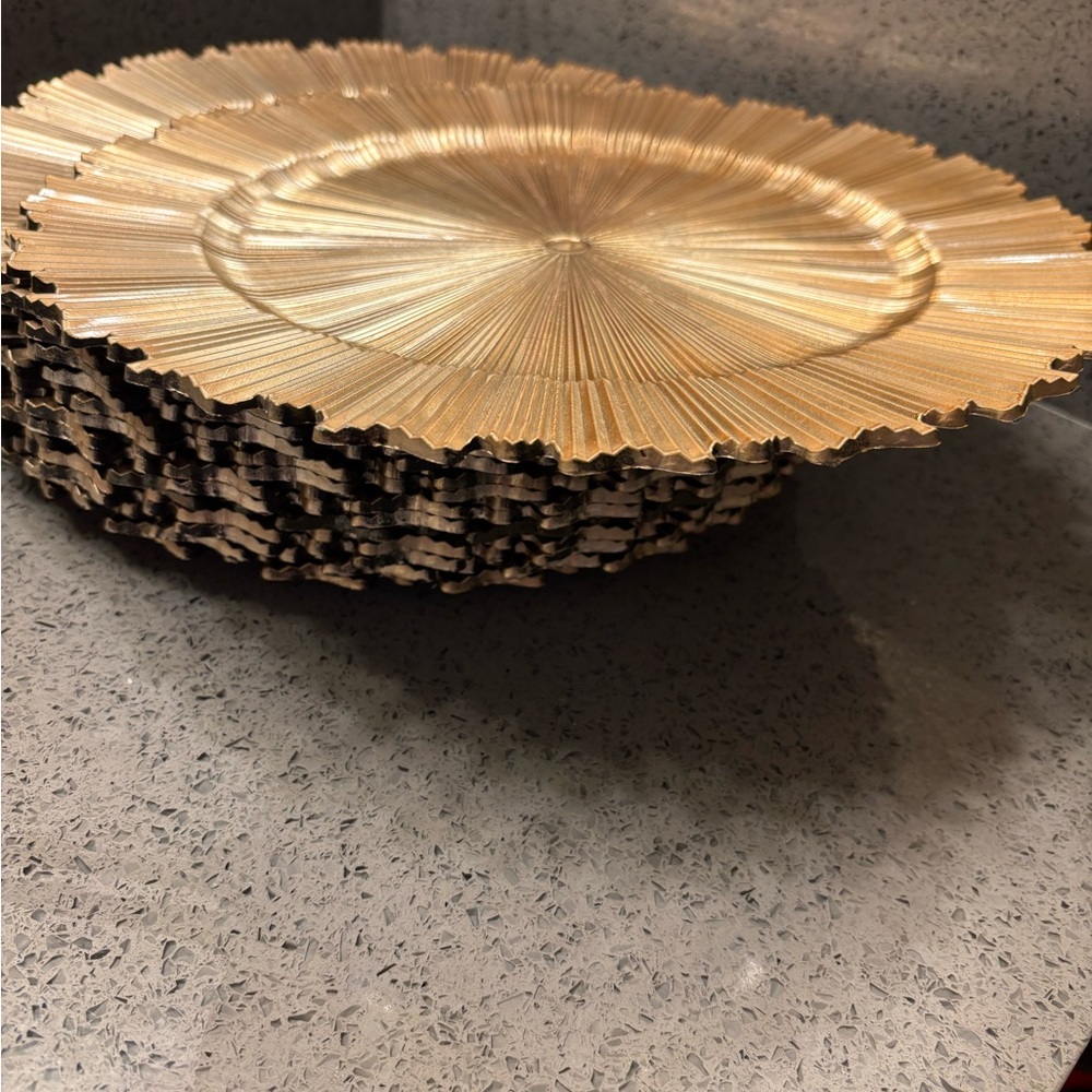 (4) Gold Textured Charger Plates